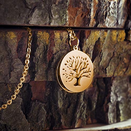 Gravado Kette Gold mit Kreis und Lebensbaum, Personalisiert mit Namen