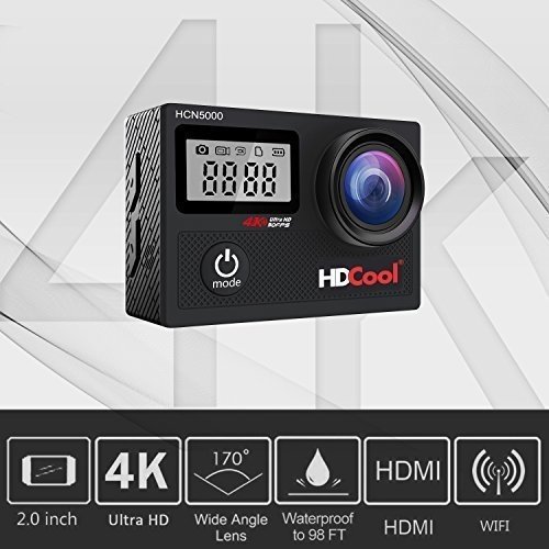 HDCool Action Kamera 4K Wifi mit 170 Wasserdichte Unterwasser Video Sports Cam Grad Ultra-Weitwinkel