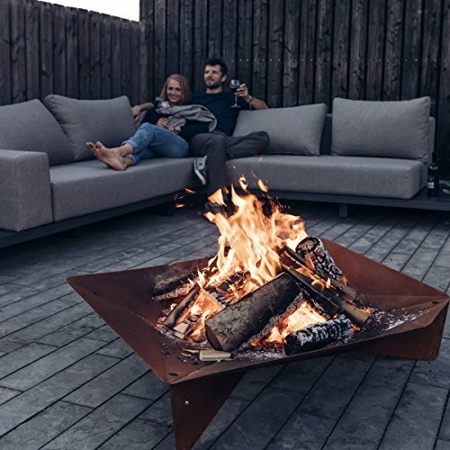 Höfats TRIPLE 65 Feuerschale - Design-Feuerstelle und Grill - für Terrasse und Garten - Corten-Sta