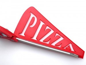 Home Papa Edelstahl Pizza Schere mit abnehmbaren Spachtel und Sicherheitsschalter, rot, 13 Zoll