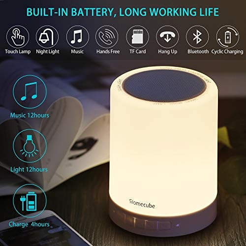 Homecube Nachttischlampe mit Bluetooth Lautsprecher