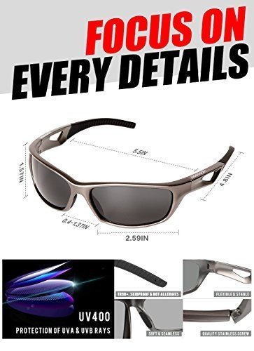 hodsgon Polarisierte Sportbrille Sonnenbrille Fahrradbrille mit UV400 Schutz für Damen und Herren A