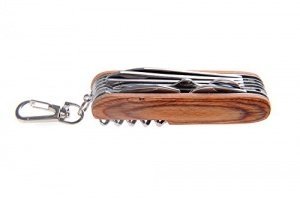 Huntington Traveler: Taschenmesser mit 13 Werkzeugen, Griff aus Holz