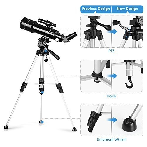 INTEY Super Klares Teleskop Tragbares Astronomisches Teleskop 70/400 Refraktor Teleskop für Einstei