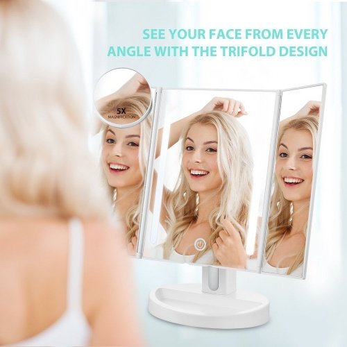 Jerrybox Beleuchteter Schminkspiegel Kosmetikspiegel mit Beleuchtung LED Make up Spiegel Faltbarer T