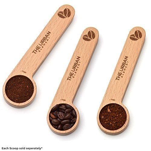 Kaffeelöffel und Frische Clip aus Holz - Stabiler Messlöffel aus Buchenholz - Maßeinheit 1 EL - K