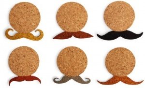 Kikkerland Mustache Cork Coasters, Set of 6, Garden, Haus, Garten, Rasen, Wartung