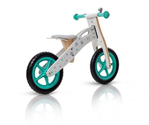 Kinderkraft Runner Laufrad aus Holz mit Tasche und Klingel in 2 Farben (Stars)