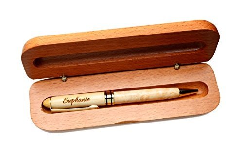 Kugelschreiber mit Wunsch-Name graviert in Geschenk-Schachtel aus Holz die Geschenkidee Stift gravur