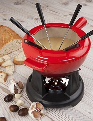 Le Creuset Gusseisen Käsefondue-Set, kirschrot