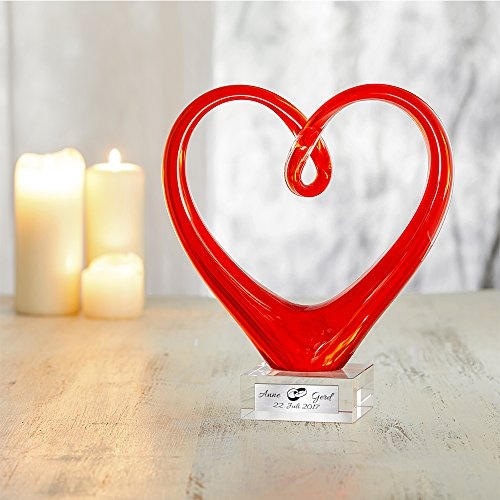 Leonardo Skulptur Herz aus Rotem Glas