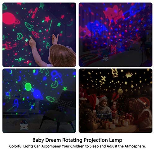 Moredig Sternenhimmel Projektor Lampe, Musik Nachtlicht Lampe 360° Rotation + 12 Beruhigende Musik 