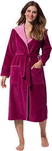 Morgenstern Bademantel für Damen aus Baumwolle mit Kapuze in Fuchsia