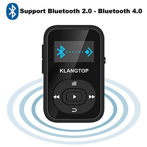 MP3 Player Sport KLANGTOP Bluetooth Mini Musik Player 8G mit Clip 30 Stunden Wiedergabe FM Aufzeichn