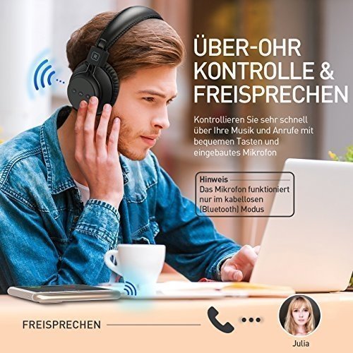 Mpow H1 Bluetooth 4.1 Kopfhörer, Wireless Bluetooth over Ear Headset mit Aptx, leichtem Rückstells