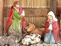 PEARL Weihnachts-Krippe (10-teilig) mit handbemalten Porzellan-Figuren