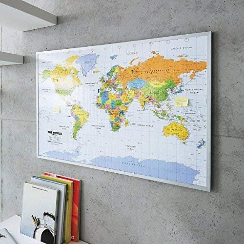 Pinnwand Weltkarte 90 x 60 cm aus Kork inklusive 12 Markierfähnchen