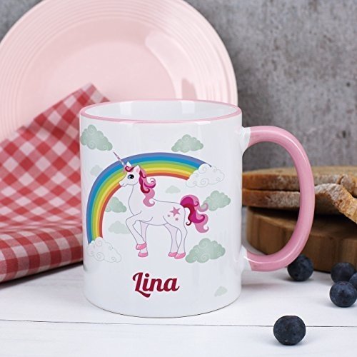 Tasse mit Einhorn und Wunschnamen für Mädchen