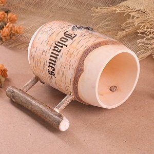 Privatglas Bierkrug aus Holz graviert mit Wunschnamen, Länge: 150 mm, Birkenholz