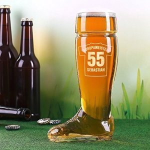 Privatglas Fußball Bierstiefel Bierglas 0,5l mit Gravur des Wunschnamens