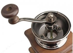 PuTwo Manuelle Kaffeemühlen Coffee Grinder Stainless Steel with Ceramic Hand Crank - Wooden