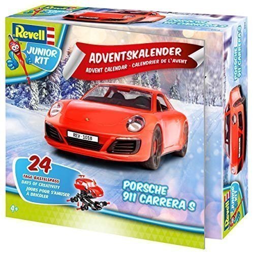 Revell Junior Kit Adventskalender Porsche 911 Carrera S - 24 Tage cooler Bastelspaß, der Bausatz mi