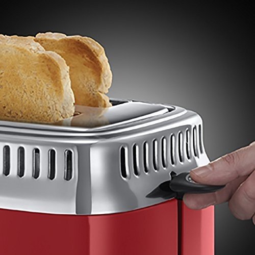 Russell Hobbs 21680-56 Retro Ribbon Red Toaster mit stylischer Countdown-Anzeige, Schnell-Toast-Tech