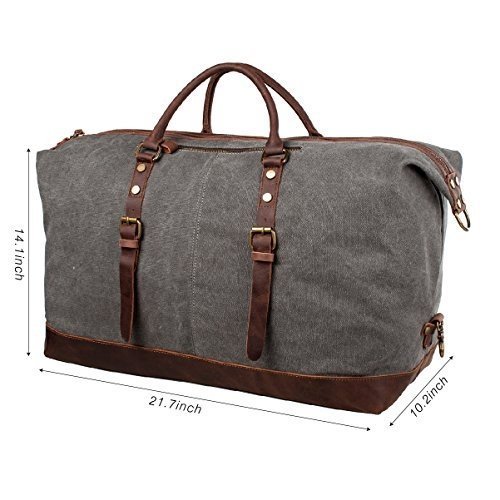 S-ZONE Größere Version Vintage Segeltuch Canvas Leder Unisex Handgepäck Reisetasche Sporttasche f