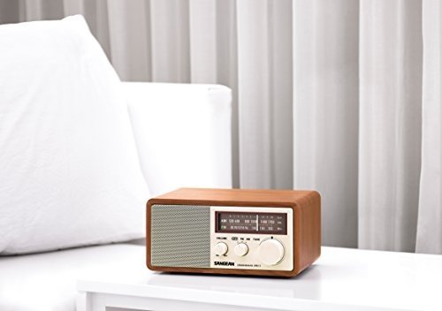 Sangean WR-11 Desktop-Radio (UKW/MW-Tuner, AUX-In, Kopfhöreranschluss) walnuss/cremeweiß