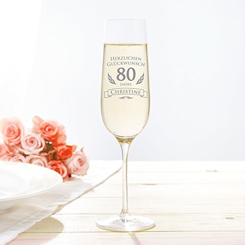 Sektglas mit Gravur zum 80. Geburtstag