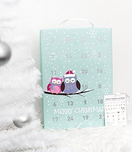 SIX Schmuck Adventskalender Eulen Tiermotiv 24-teilig Geschenke Überraschung Xmas Adventszeit Ohrri