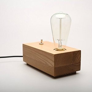 Signstek Retro Industrietischleuchte Edison aus Holz 