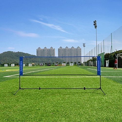SONGMICS Tennisnetz 3 m Badmintonnetz Höhenverstellbar Federballnetz Mit Ständer SYQ300