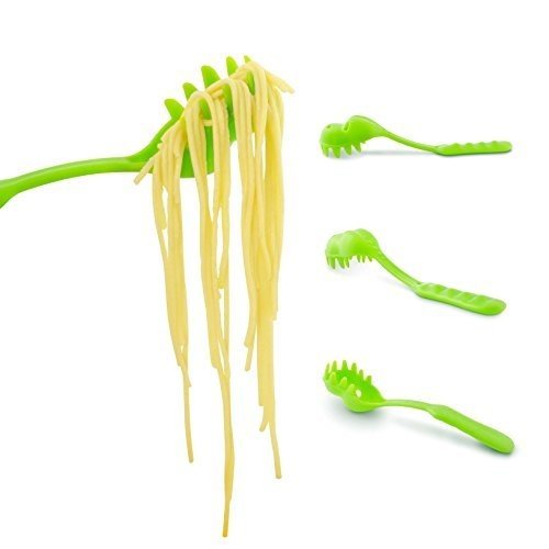 Spaghettilöffel im "Nudelsaurier" Design - Grün 22 x 4 x 4 cm - Kinder Allzweckbesteck Nudeln Reis