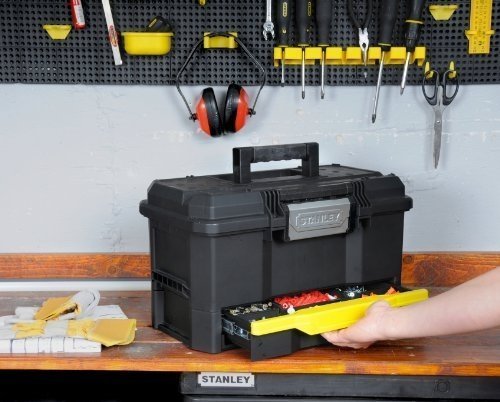 Stanley Werkzeugkiste leer aus Kunststoff 1-70-316 / Werkzeugkoffer mit integrierter Schublade für 