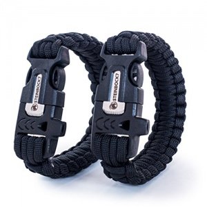 Steinbock7® Survival Armband, 2er Set, Paracord   Pfeife   Feuerstein   Messer, Anleitung zum Flech