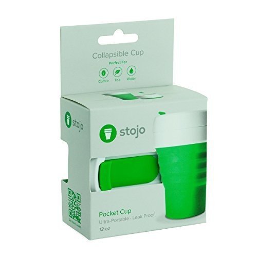 Stojo ST1-12OZ-COF-GRN-RET Collapsible pocket cup, Silikon, grün, 5 x 9 x 9 cm,