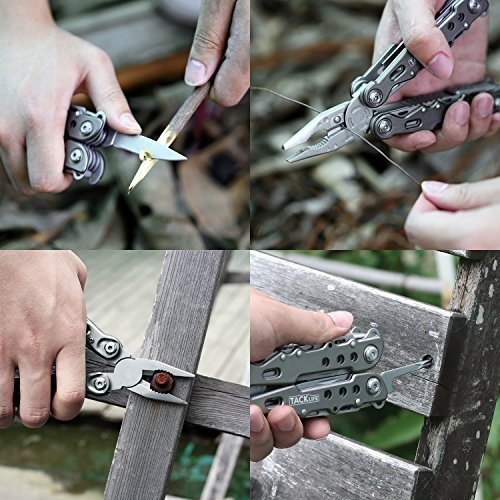 Tacklife MPY07 Multitool,13-in-1Multifunktions-Edelstahl-Zangen mit Dosenöffner, Schraubendreher, S