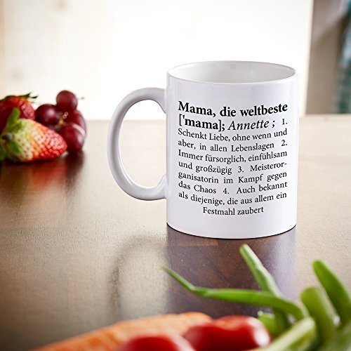 Tasse mit Aufdruck - Definition beste Mama - Personalisiert mit Namen - Individuelle Kaffeetasse in 