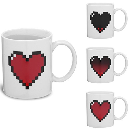 Tasse mit Thermoeffekt Pixel Herz