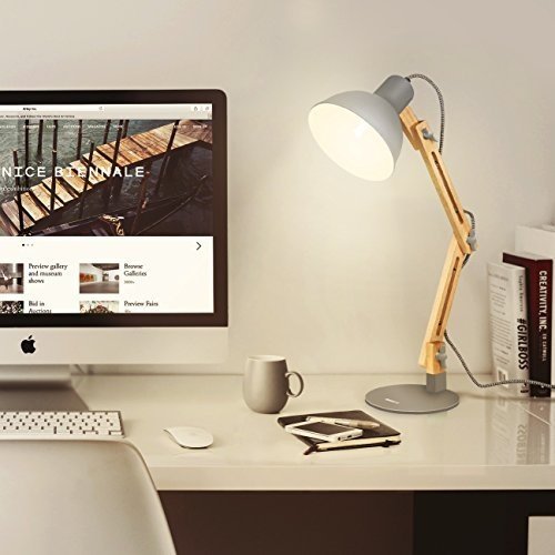 Tomons LED Leselampe im klassichen Holz-Design, Schreibtischlampe, Tischleuchte, verstellbare Schrei