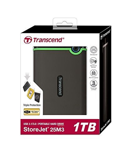 Transcend TS1TSJ25M3 StoreJet M3 Anti-Shock 1TB externe Anti-Shock Festplatte (6,4cm (2,5 Zoll), 540
