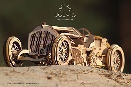 Ugears U-9 Grand Prix Rennwagen Modellbauauto aus Holz zum selber bauen (DIY Modelbausatz) | Retro O
