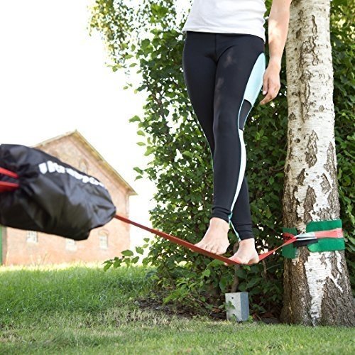 Ultrasport Slackline Set 15 m mit Ratschenschutz, Baumschutz und Hilfsseil