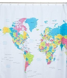 Duschvorhang Weltkarte