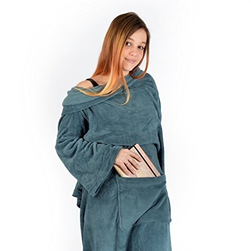 Vendôme Royale, super weiche Kuscheldecke XXL mit Ärmeln und extra Fußumschlag & Taschen, Fleece-