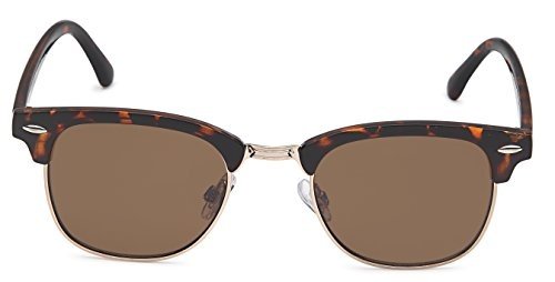 Vintage Wayfarer Sonnenbrille im angesagten 60er Browline-Style mit markantem Halbrahmen (Braun-leo)