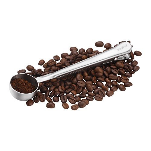 VonShef Dosierlöffel für Kaffee in Edelstahl mit Clip-Verschluß Frische