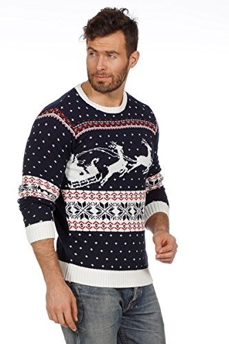 Weihnachtspullover Schlitten Ugly Christmas Sweater Pullover Weihnachten S-XXL