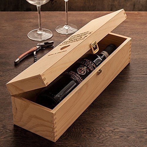 Weinbox aus Holz " Weinbeschreibung " mit Gravur - Personalisiertes Liebes Geschenk zum Valentinstag